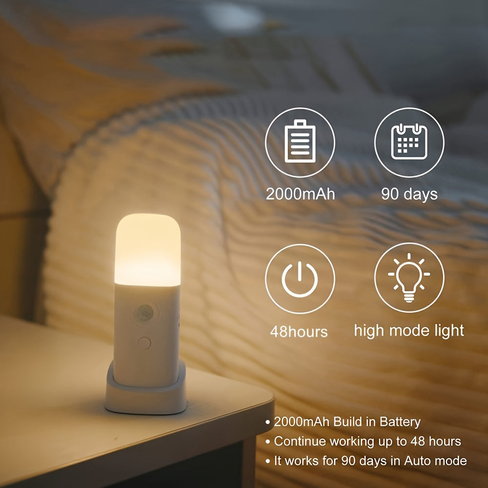 Lampe de nuit LED avec capteur de mouvement – Rechargeable par USB et luminosité réglable pour chambres et couloirs