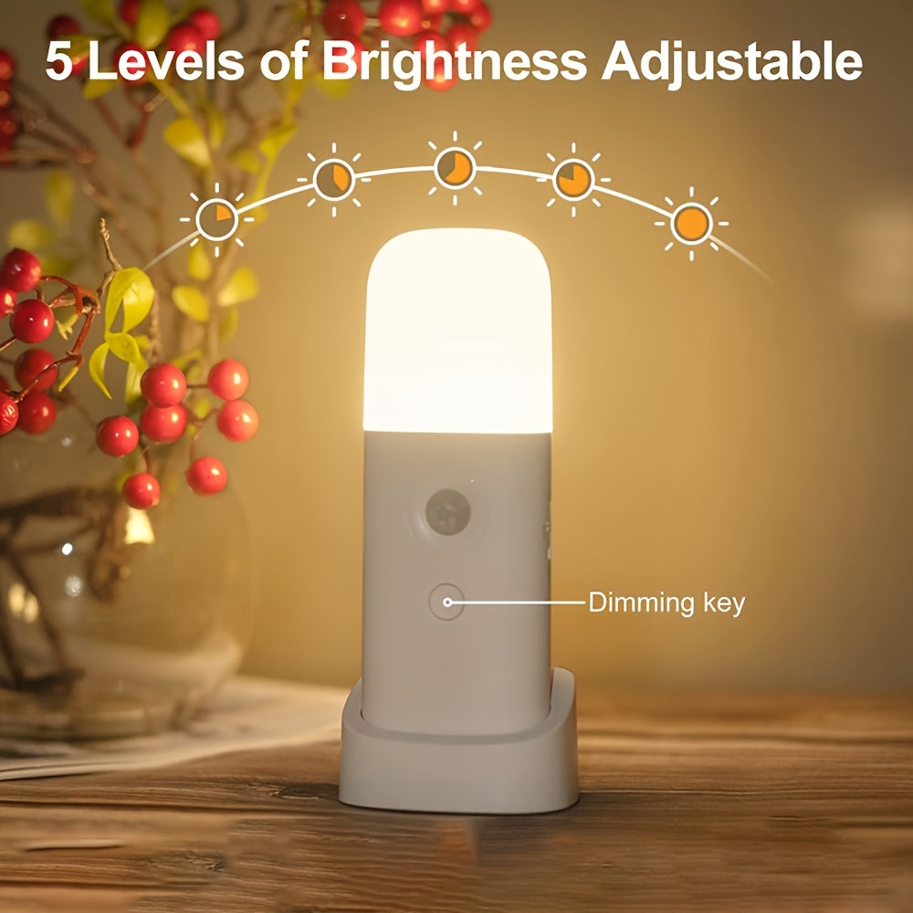 Lampe de nuit LED avec capteur de mouvement – Rechargeable par USB et luminosité réglable pour chambres et couloirs