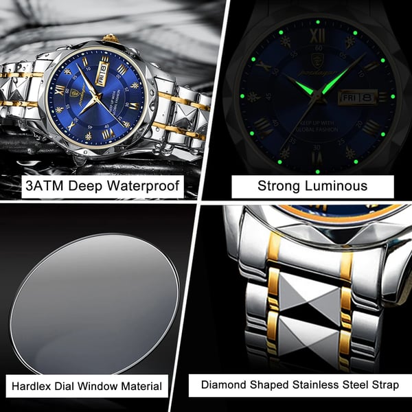 Montre de luxe pour hommes étanche de la marque haut de gamme avec fonction lumineuse