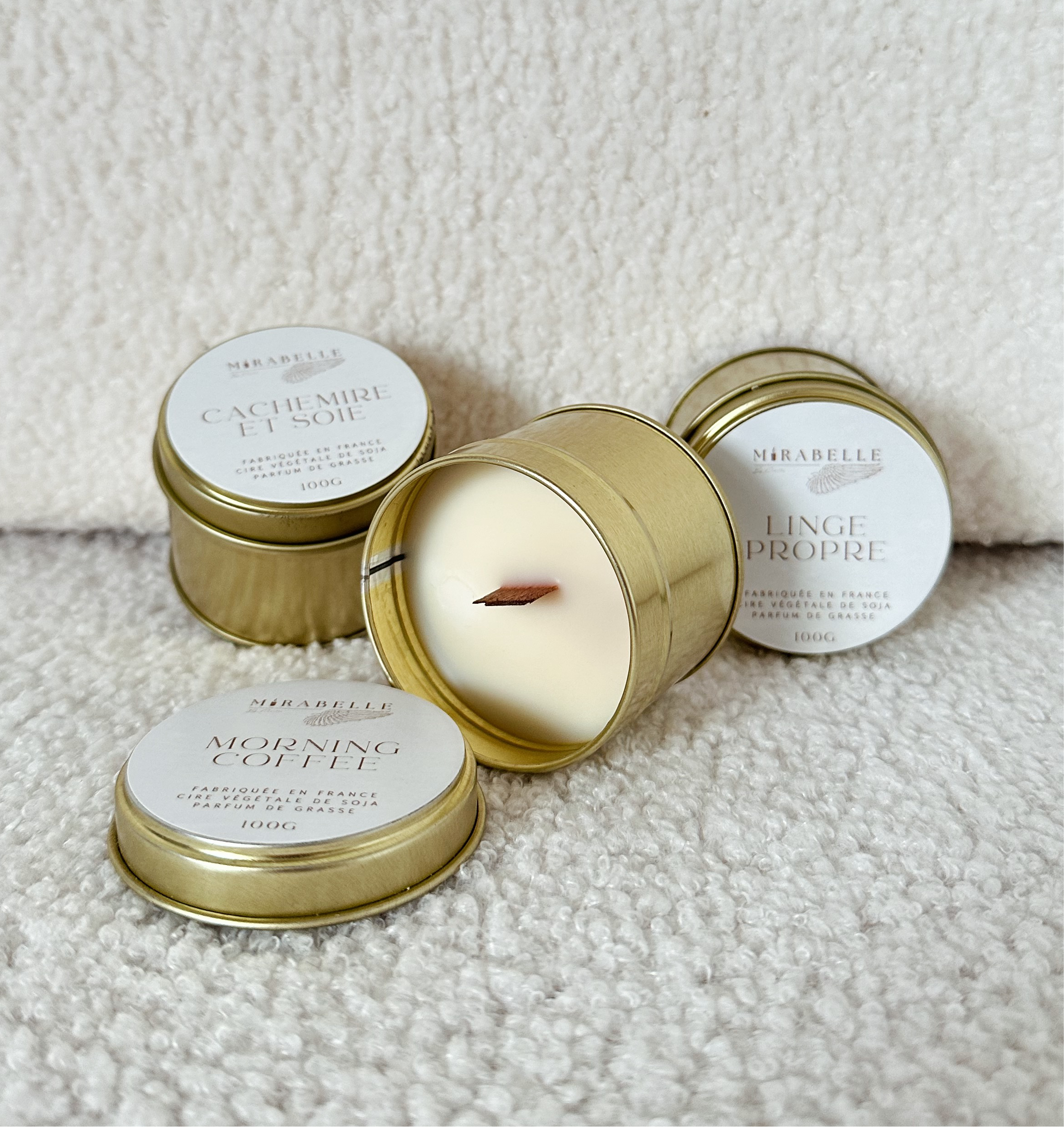 Les bougies pots dorés - 100g -