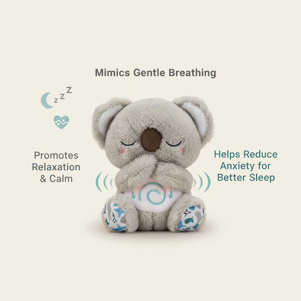 Koala Apaisant Jouet de Respiration | Simulateur de Respiration Rythmique | Tactile Haptique Thérapie Sonore Ultrasonique | Lampe de Nuit LED Intégrée | Compagnon en Peluche Alourdissant