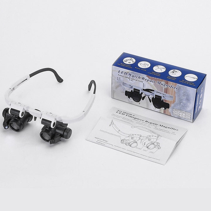 Lunettes de Loupe HD avec Éclairage LED et Lentilles Interchangeables - Optiview