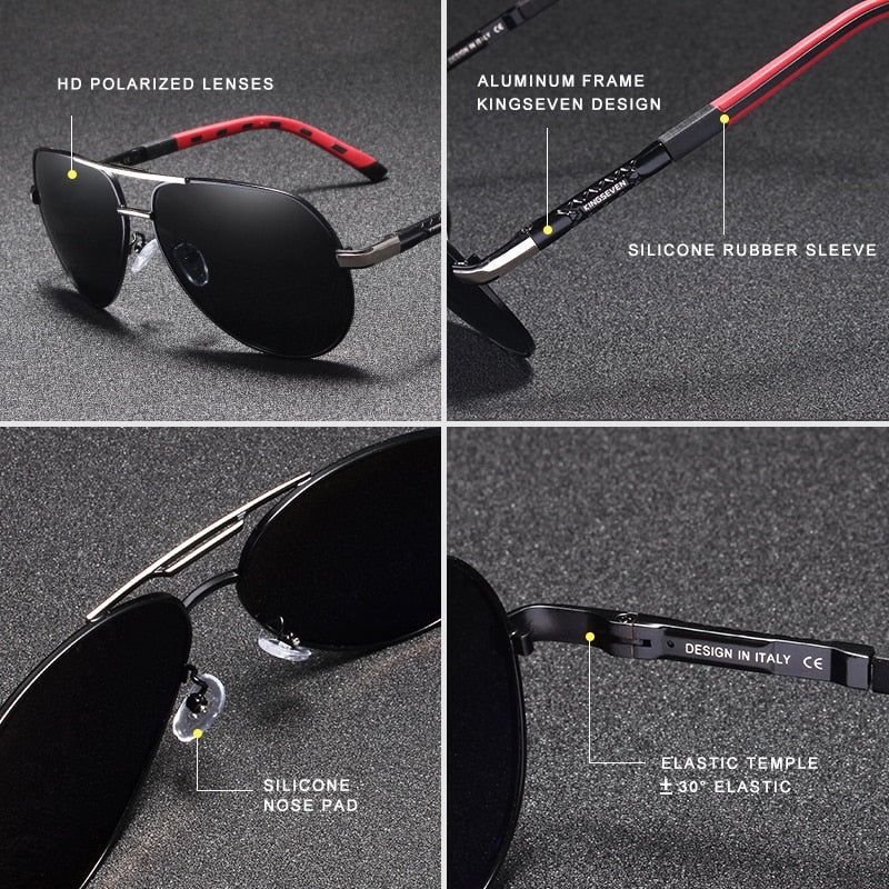 Lunettes de soleil polarisantes vintage en aluminium pour hommes