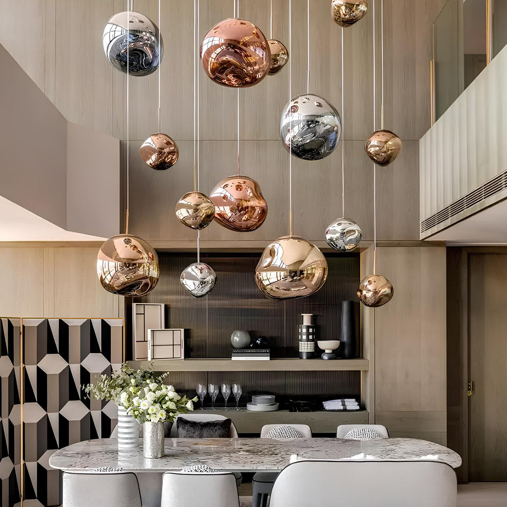 Kroonluchter met Gloeilampen |  Opvallend lava-ontwerp met warme LED-verlichting voor comfortabele, elegante decoratie.
