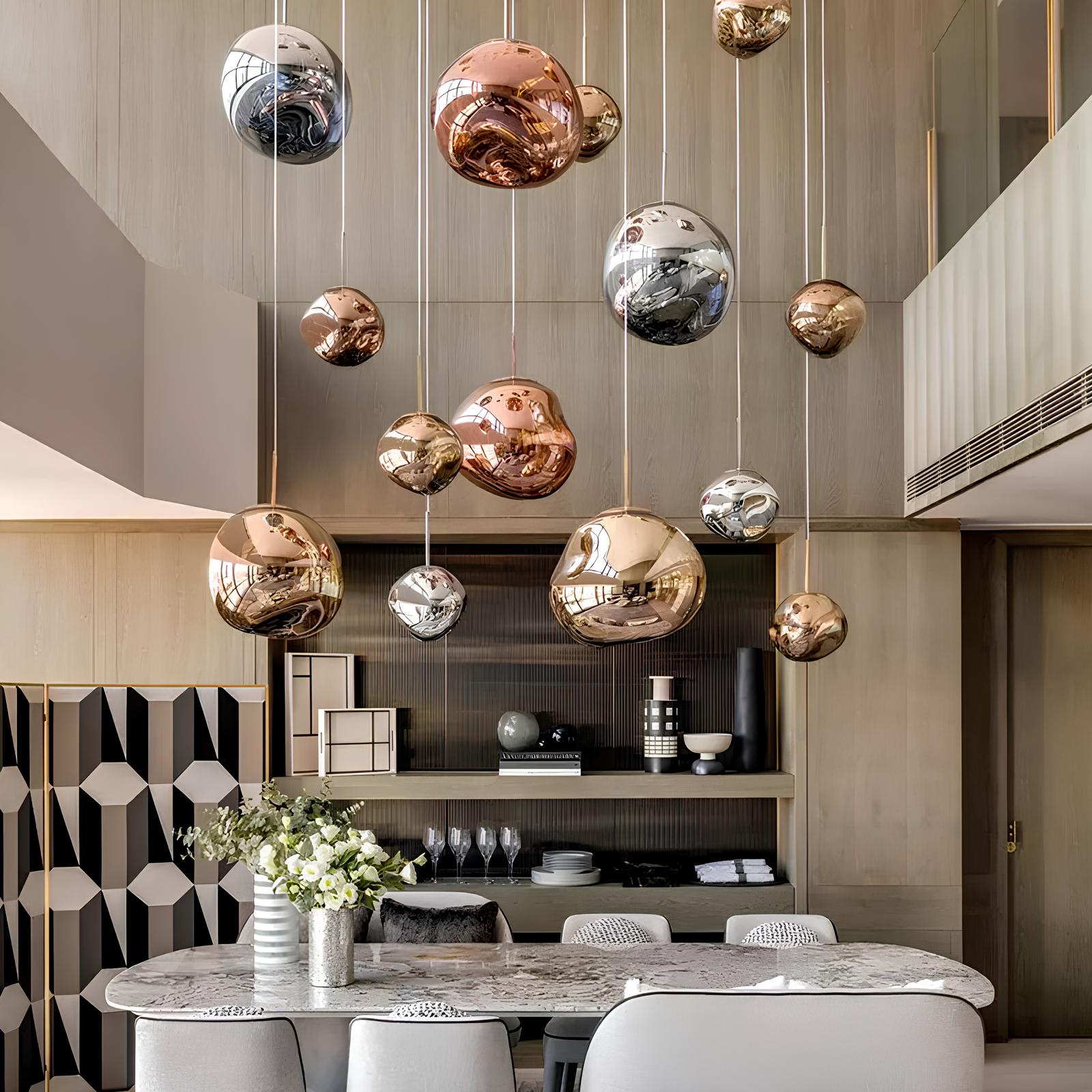 Kroonluchter met Gloeilampen |  Opvallend lava-ontwerp met warme LED-verlichting voor comfortabele, elegante decoratie.
