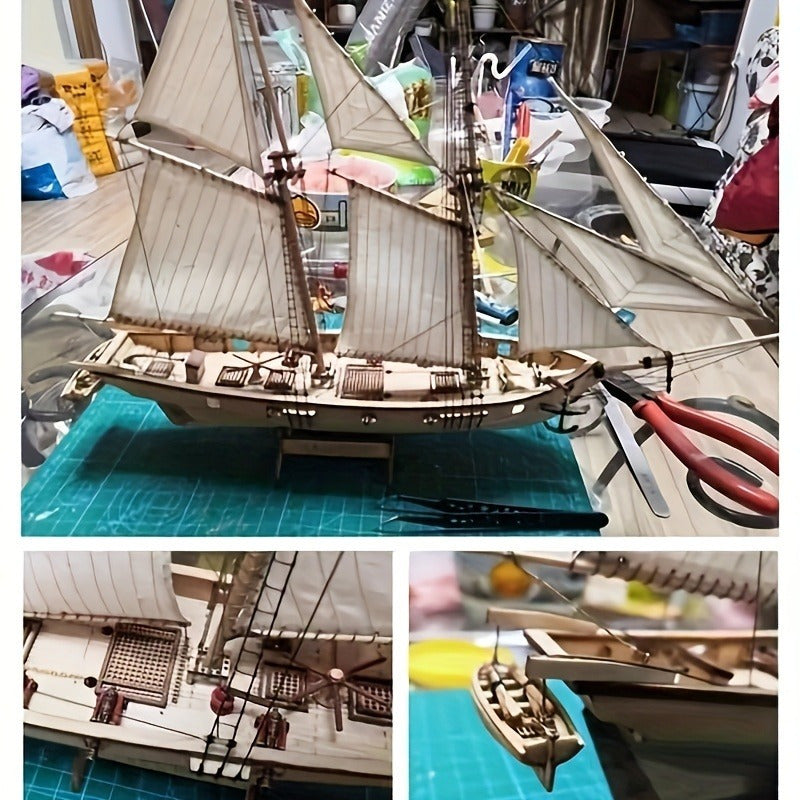 Modèle de Bateau à Voile en Bois Classique – Puzzle 3D Détailé pour les Amateurs de Bateaux