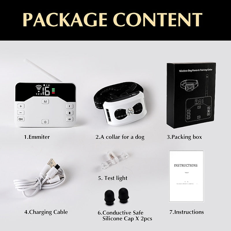 Clôture Sans Fil & Collier de Dressage 2-en-1 - Étanche & Rechargeable